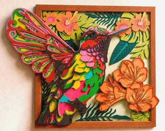 Hummingbird Multilayer SVG, 3D Layered Cut File for Cricut and Laser, Bird Mandala Art