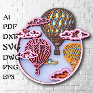 Balloon Multilayer SVG Files for Cricut Projects, 3D Mandala SVG for Laser Cutting, Cnc Files for Wood, 3d Wall Art, Shadow Box Svg