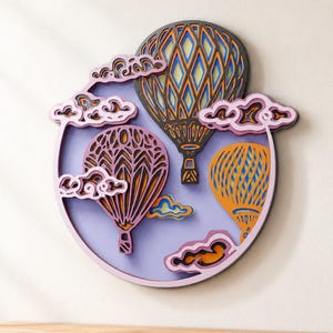 Hot Air Balloon Multilayer SVG | 3D Layered Celestial Mandala Laser Cut Files Cricut Art