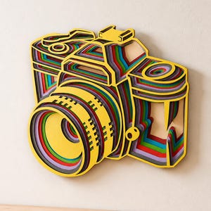 Kamera-Mehrschicht-SVG, 3D-Mandala-Laserschnittdatei für Cricut und CNC, Sperrholz-Kunst