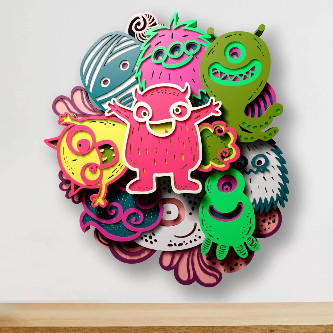 Layered Monster Monster Multilayer SVG | 3D Layered Mandala Laser Cut Cricut CNC File ...
