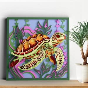Sea Turtle Mandala SVG Files, Wood or Paper Multilayer Panels Laser Cutting Plans, 3d Layered Cricut Files, Glowforge, DXF Templates for CNC