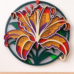 Lily Multilayer SVG, 3D Layered Flower Mandala Cut File for Cricut and Laser