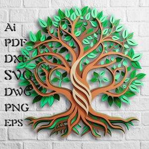 Levensboom meerlaagse SVG-bestanden voor de Cricut, Mandala Svg-bestand voor lasersnijden, gelaagde Svg voor Cricut-projecten, Shadow Box, Card Stock Svg