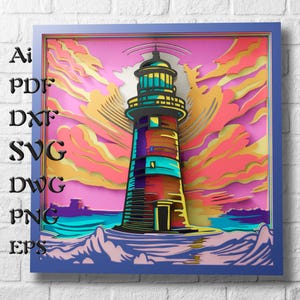 Vuurtoren meerlaagse SVG-bestanden, mandala Svg voor lasersnijden, DXF-sjablonen naar CNC-router, Cricut-bestanden, Cardstock 3D-gelaagde Svg-bestanden