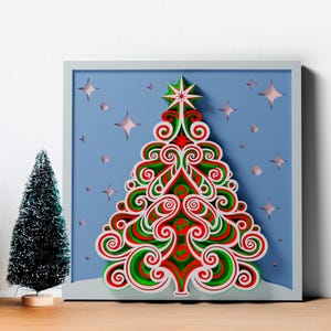 Christmas Tree Multilayer SVG | 3D Layered X-mas Mandala Laser Cut Cricut File | Plywood Art