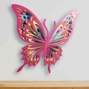 Mariposa multicapa SVG / Mandala 3D en capas para corte láser Cricut CNC / Arte en madera contrachapada