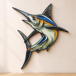 Marlin Fish Multilayer SVG | 3D Layered Animal Mandala Laser Cut Cricut File | Plywood Art