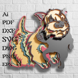 File SVG multistrato di cani e gatti per Cricut, Mandala di animali in formato SVG per taglio laser, Modello DXF per router CNC, Decorazioni per la casa multistrato
