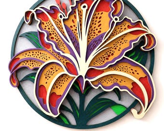 Lily Multilayer SVG, 3D Layered Flower Mandala Cut File for Cricut and Laser