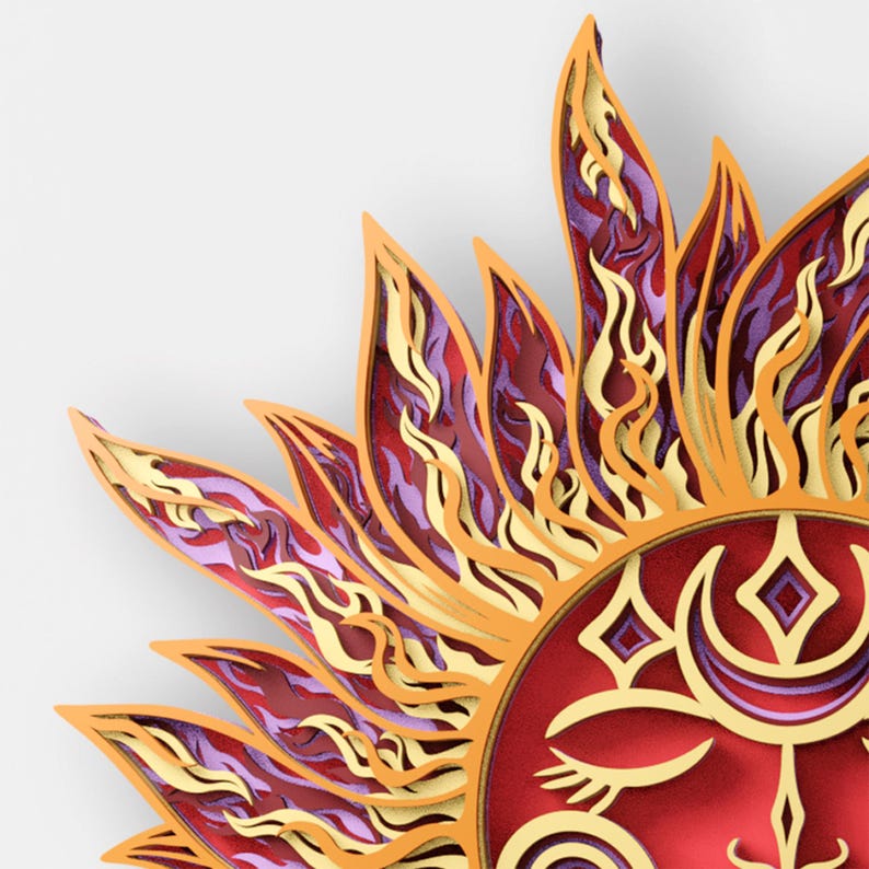 Sun Multilayer SVG | 3D Layered Mandala Laser Cut Cricut CNC File ...