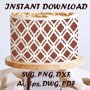 Kuchen Schablone Arabisch Motiv-2 SVG-Dateien für Cricut Projekte, Muster für Mylar / Kunststoff Kuchendekoration Werkzeug, Cricut Datei Handwerk Schablone