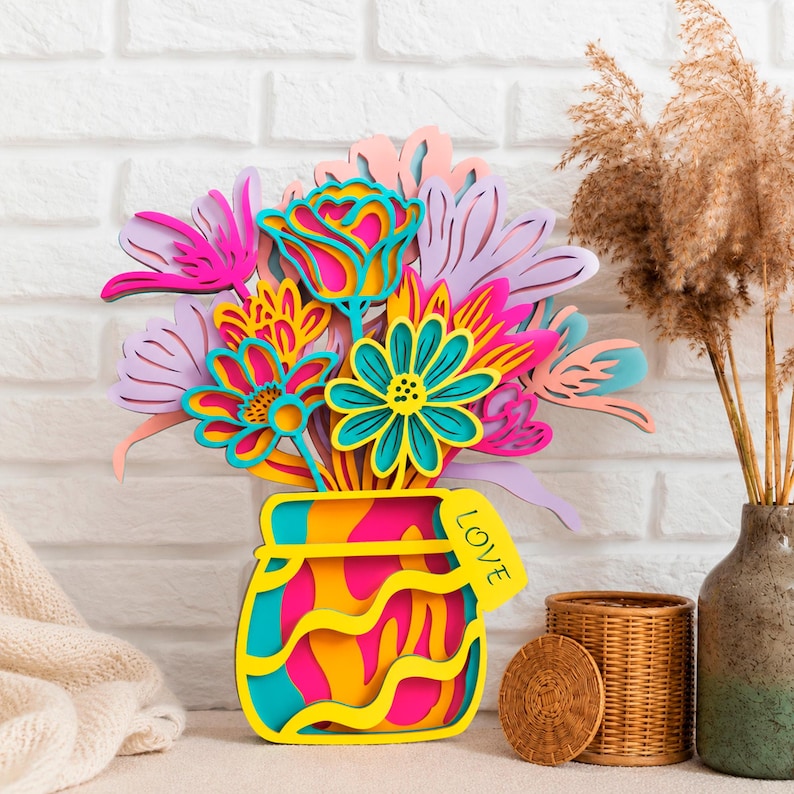 Flower Vase Multilayer SVG, 3D Layered Mandala Cut File for Cricut and Laser image 8