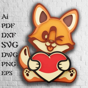 Archivo SVG multicapa de Corgi para Cricut, Mandala 3D en capas SVG para corte láser, plantilla DXF 3D, paneles decorativos para enrutador CNC o Cricut