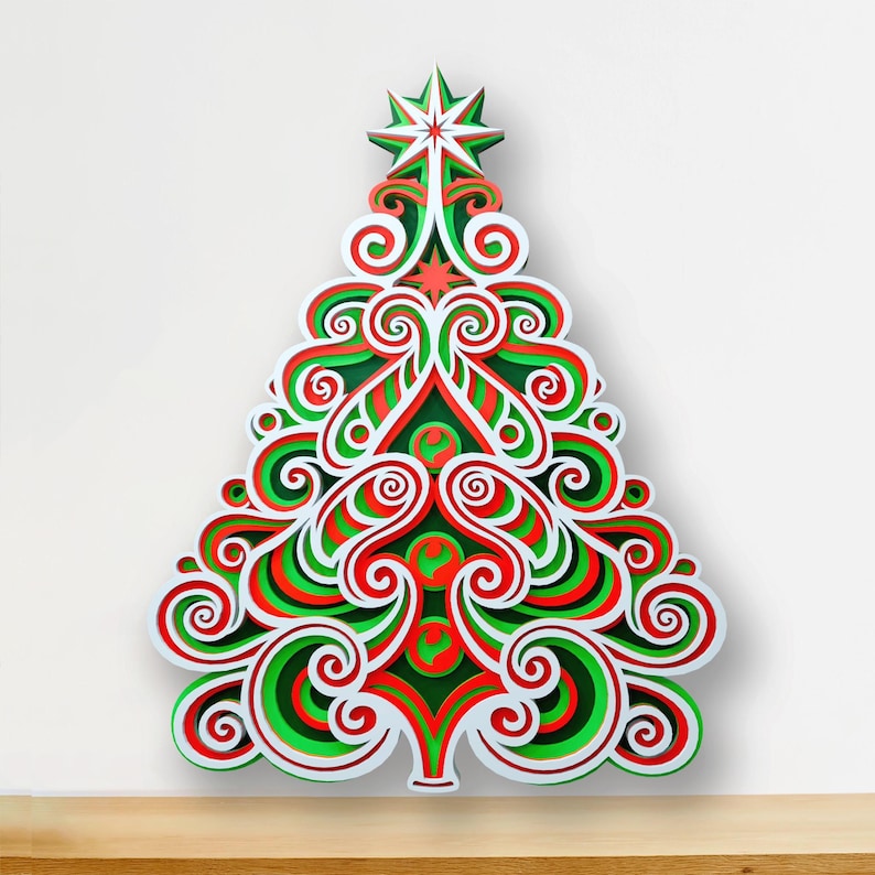 Christmas Tree Multilayer SVG | 3D Layered Mandala Laser Cut Cricut CNC ...