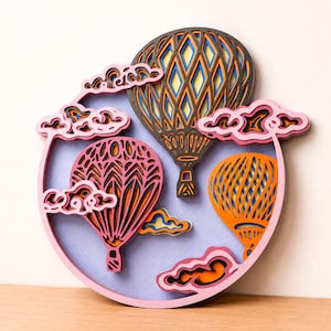 Hot Air Balloon Multilayer SVG | 3D Layered Celestial Mandala Laser Cut Files Cricut Art
