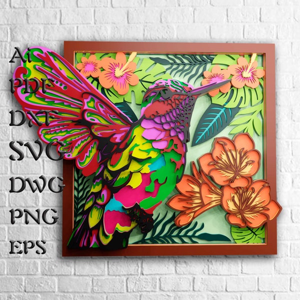 Hummingbird 3D Mandala SVG Files For Cricut Projects, Multilayer Panel Laser Cut Files, DXF Templates to CNC Router,Layered Model Home Decor