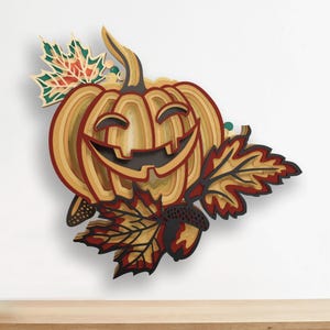 Grappige pompoen meerlaagse SVG, lasergesneden bestand, 3D Halloween-mandala, gelaagd multiplex snijden