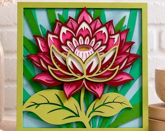 Lotus Multilayer SVG | 3D Layered Mandala Laser Cut Cricut CNC File | Plywood Wood Art