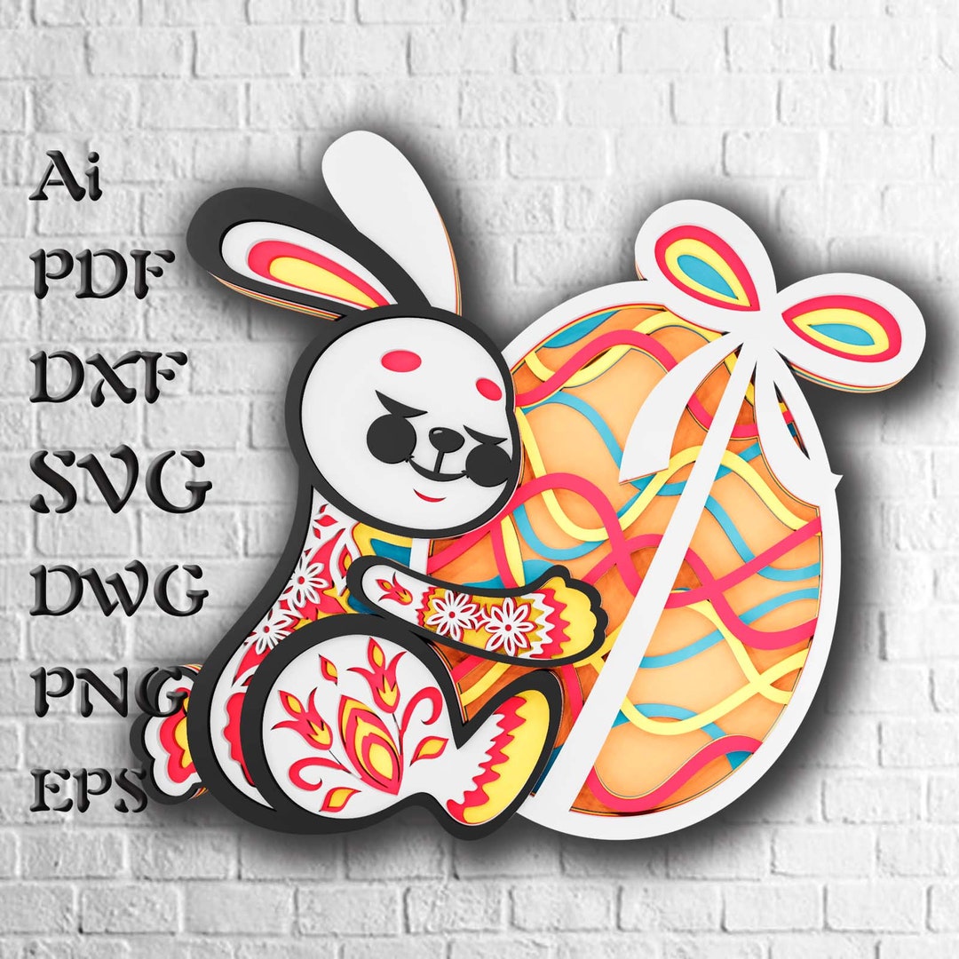 Easter Bunny 3D SVG Files for Cricut, Mandala Svg for Laser Cutting ...
