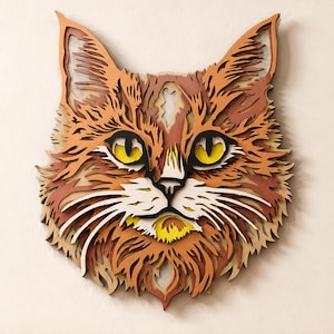 Cat Multilayer SVG | 3D Layered Mandala Laser Cut Cricut CNC File | Plywood Wood Art