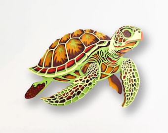 Sea Turtle Multilayer SVG Files, 3D Mandala Svg Files for Laser Cutting, DXF Templates to CNC Router, Cricut Files, Cardstock Layered Svg