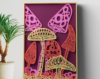 Mushroom Multilayer SVG | 3D Layered Mandala Laser Cut Cricut CNC File | Plywood Wood Art