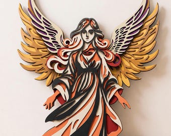 Engel-Mehrschicht-SVG, 3D-Weihnachtsmandala-DXF, Laserschnittdatei für Wanddekoration