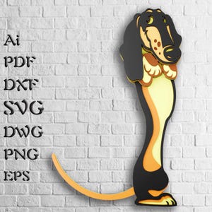 Fichiers SVG multicouche teckel, Svg mandala 3D pour découpe laser, SVG en couches 3D pour routeur Cnc ou Cricut Glowforge, modèle Papercut