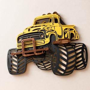 Monster Truck Multilayer SVG | 3D Layered Car Mandala Laser Cut Cricut File | Plywood Art