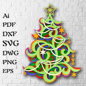 Christmas Tree 3d Mandala Svg File for Cricut Projects, 3D Layered Svg for Laser Cutting, DXF Templates for Cnc Router Files, Shadow Box Svg