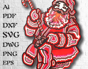 Santa Multilayer SVG Files for Cricut Projects, Mandala SVG for Laser Cutting, Multilayer Panels Dxf Template for Cnc Router or Cricut