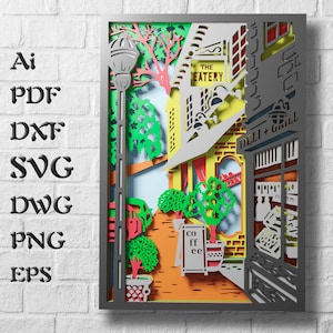 Straat meerlaagse SVG-bestanden voor Cricut-projecten, lasergesneden bestanden van mandala Svg, 3D-gelaagde Svg voor Shadow Box Svg, 3D-kunst aan de muur op hout
