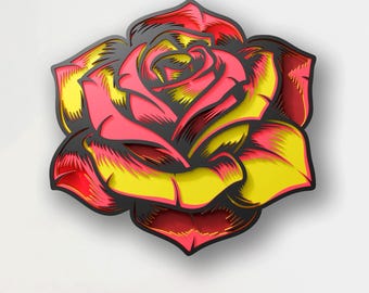 Rose Multilayer SVG Files For Cricut Projects, Flowers Mandala Svg for Laser Cut, 3d Layered Svg for Wood 3d Wall Art, Zentangle Svg