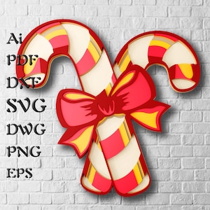 Christmas Candy Layered SVG Files for Cricut Projects, 3D Mandala Svg, Laser Cut Files for Multilayer Panel, DXF Templates for CNC Router