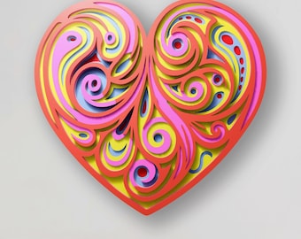 Heart Multilayer SVG | 3D Layered Mandala Laser Cut Cricut CNC File | Plywood Wood Art
