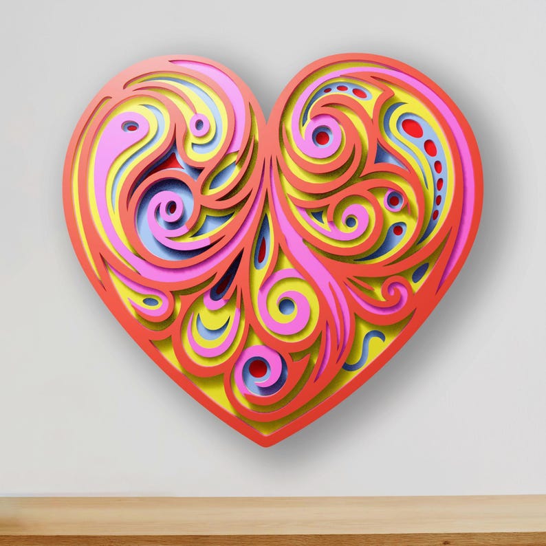 Heart Multilayer SVG | 3D Layered Mandala Laser Cut Cricut CNC File ...