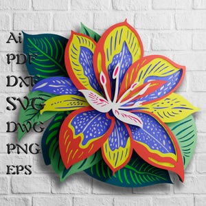 Arquivos SVG de mandala de orquídea, arquivos de papel multicamadas de flores para Cricut, arquivos SVG em camadas para roteador CNC a laser, SVG de papel cartão em camadas 3D