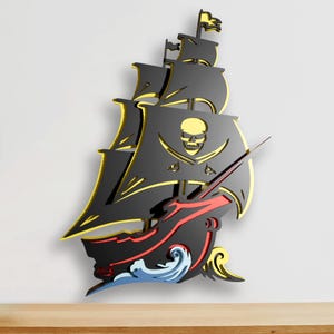 Nave pirata multistrato SVG / Mandala nautico 3D a strati, file per taglio laser Cricut / Arte su compensato