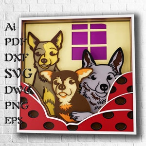 Arquivos SVG de mandala 3D de cachorro para projetos Cricut, SVG em camadas 3D para corte a laser, modelo DXF para roteador CNC ou Cricut, Svg de papel cartão em camadas