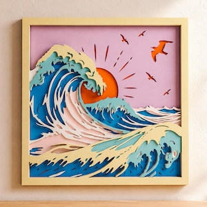 Ocean Waves Multilayer SVG | 3D Layered Nautical Mandala Laser Cut Cricut File | Plywood Art