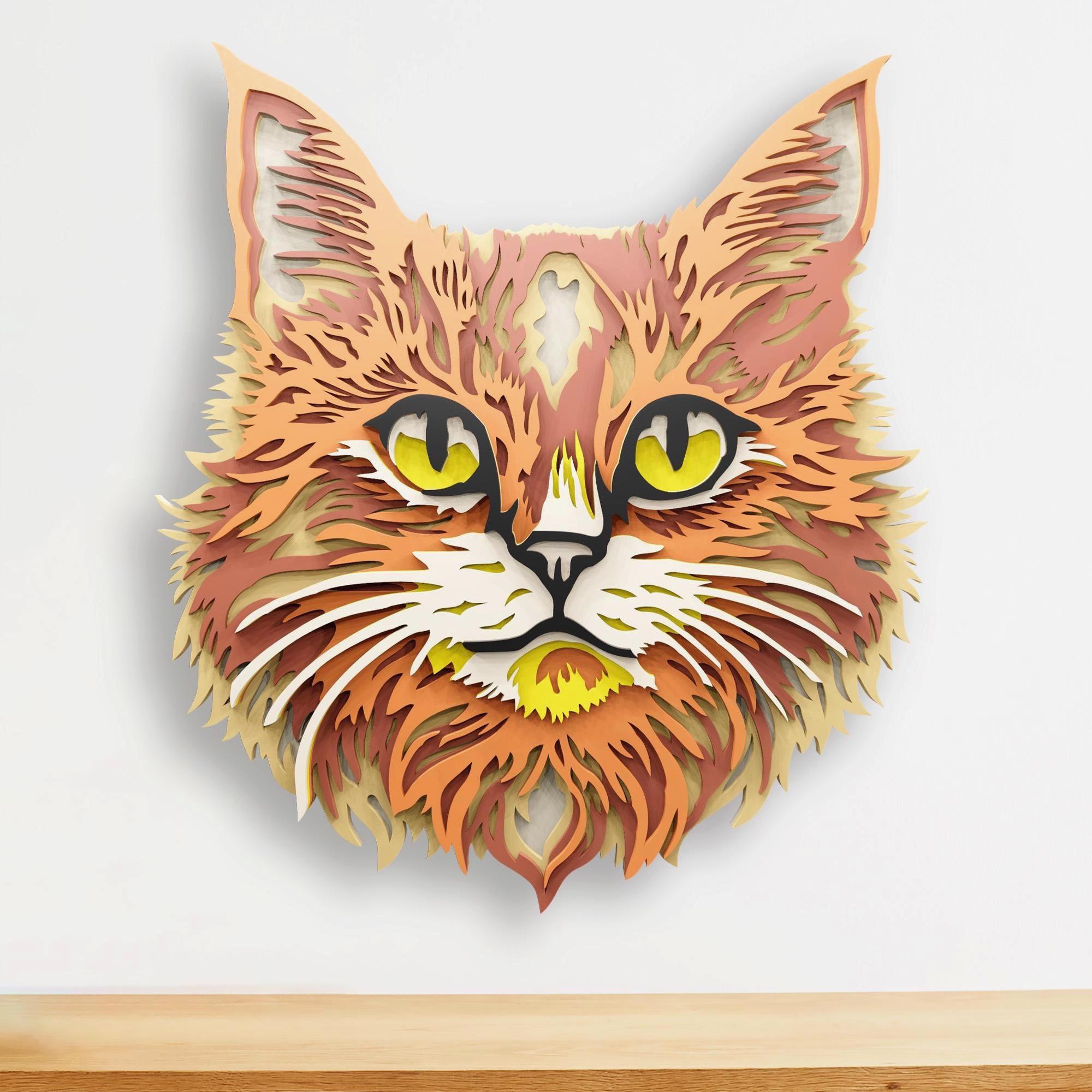 猫の多層SVG | 3DレイヤーマンダラレーザーカットCricut CNCファイル