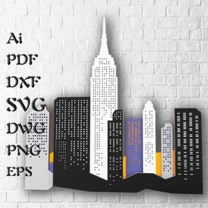 Stadsgezicht meerlaagse SVG-bestanden voor Cricut, 3D Mandala SVG voor CNC-routerbestanden, lasergesneden mandala kunst aan de muur, gelaagde Svg, 3D-lasergesneden bestand