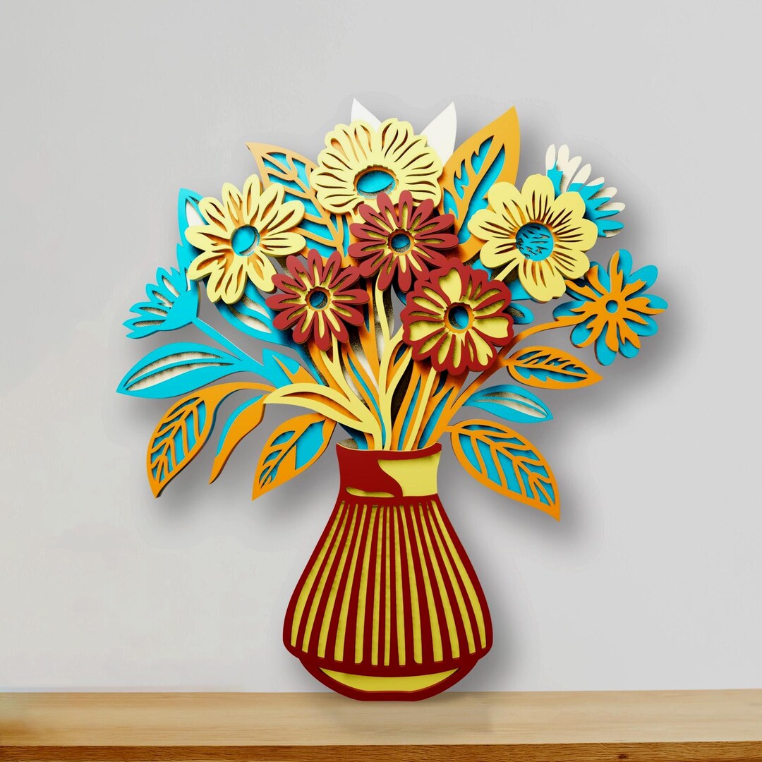 Vase Flowers Multilayer SVG | 3D Layered Mandala Laser Cut Cricut CNC ...