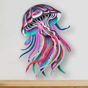 Jellyfish Multilayer SVG Files, Nautical 3d Mandala Svg, Papercut Files for Cricut, 3d Layer DXF Templates for Laser or CNC Router