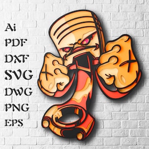 File SVG multistrato Angry Piston per progetti Cricut, file SVG Mandala 3D, file per router CNC, arte murale Mandala tagliata al laser, file SVG Mandala DXF a strati