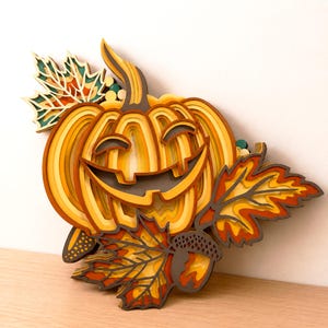 Grappige pompoen meerlaagse SVG, 3D Halloween lasergesneden mandala-bestand, gelaagd multiplex snijden