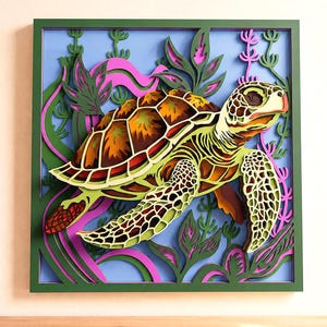 Archivo de corte SVG multicapa de tortuga marina / Mandala náutico 3D en capas para proyectos de Cricut