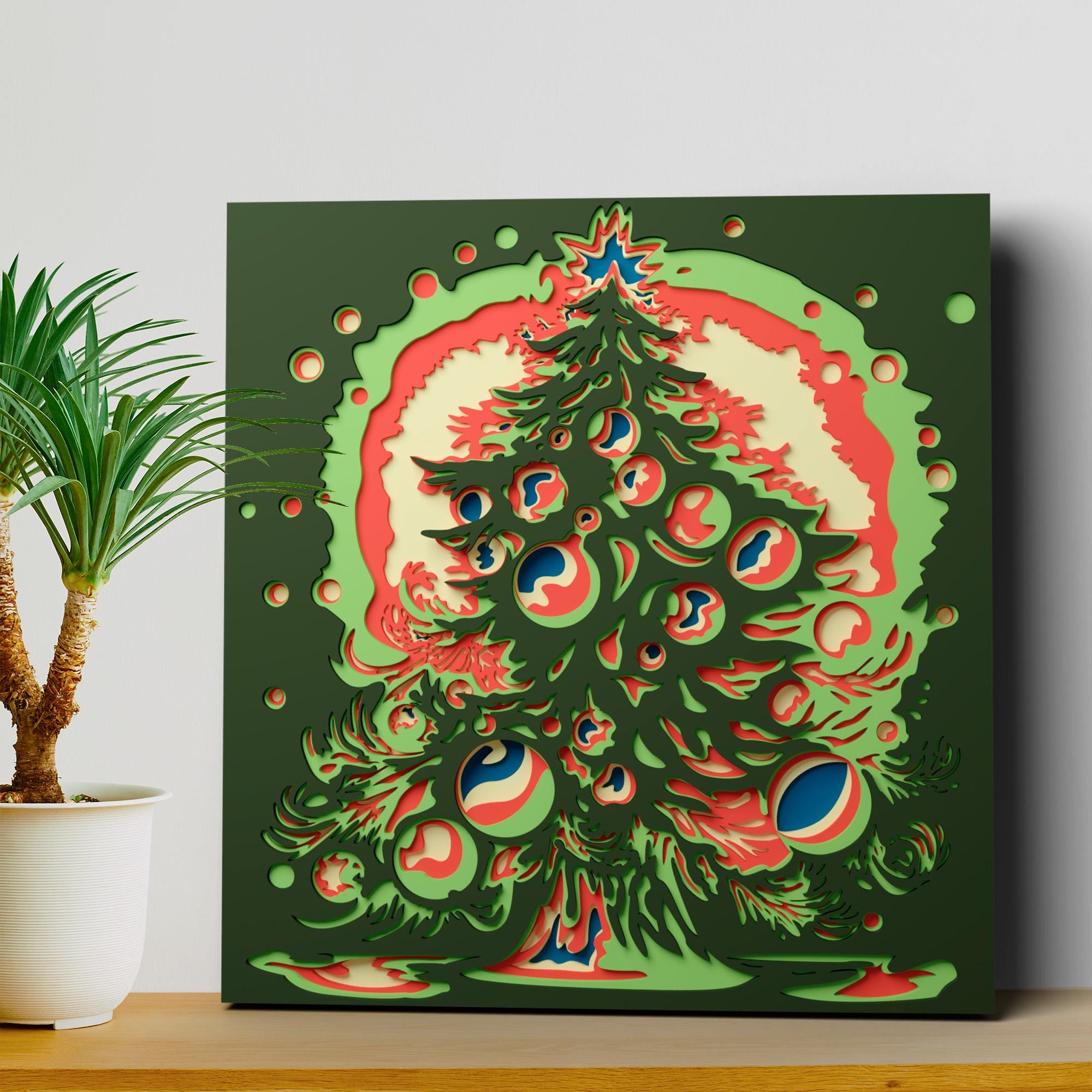 Christmas Tree Mandala Svg File for Cricut Projects, 3d Layered Svg for Laser Cutting, Paper Cutting Files, DXF Templates 3d for CNC Router