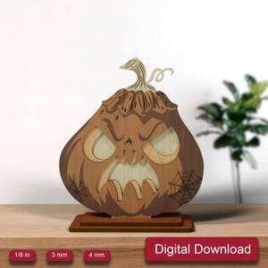 Halloween Pumpkin Laser Cut File: Multilayer Wood Table Decor (SVG, DXF, PDF, Digital Download)